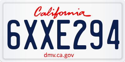 CA license plate 6XXE294