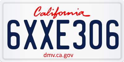CA license plate 6XXE306