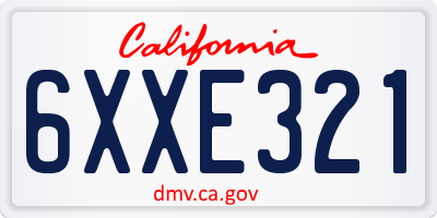CA license plate 6XXE321