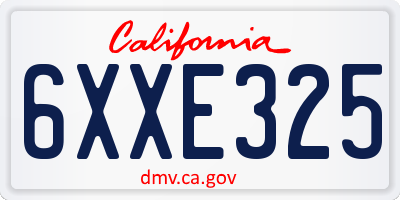 CA license plate 6XXE325