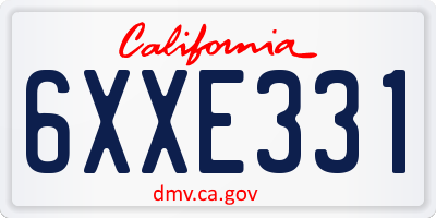 CA license plate 6XXE331