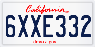 CA license plate 6XXE332