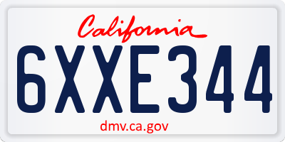 CA license plate 6XXE344
