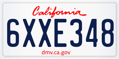 CA license plate 6XXE348
