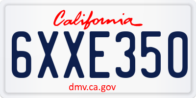 CA license plate 6XXE350