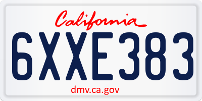 CA license plate 6XXE383