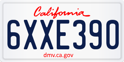 CA license plate 6XXE390