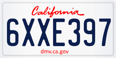 CA license plate 6XXE397