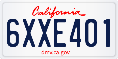 CA license plate 6XXE401