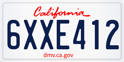 CA license plate 6XXE412