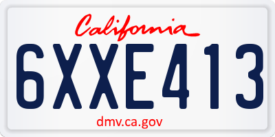 CA license plate 6XXE413
