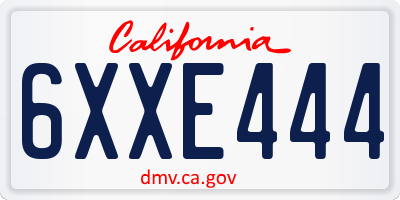 CA license plate 6XXE444