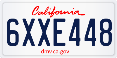 CA license plate 6XXE448