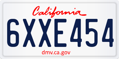 CA license plate 6XXE454