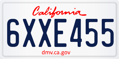 CA license plate 6XXE455