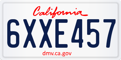 CA license plate 6XXE457