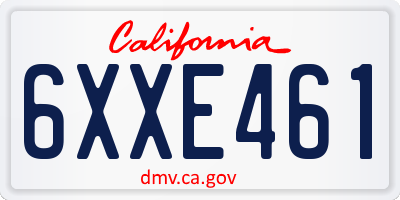 CA license plate 6XXE461