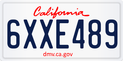 CA license plate 6XXE489