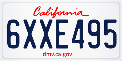 CA license plate 6XXE495