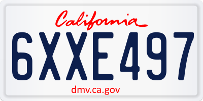 CA license plate 6XXE497