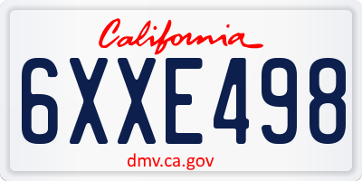 CA license plate 6XXE498