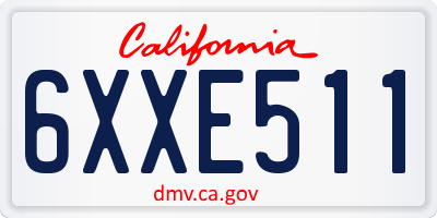 CA license plate 6XXE511