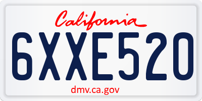 CA license plate 6XXE520