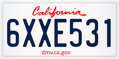 CA license plate 6XXE531