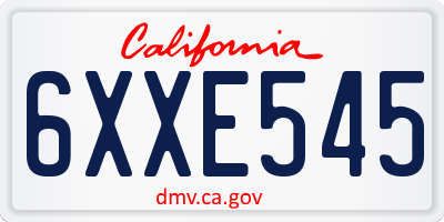CA license plate 6XXE545
