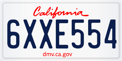 CA license plate 6XXE554