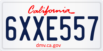 CA license plate 6XXE557