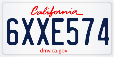 CA license plate 6XXE574