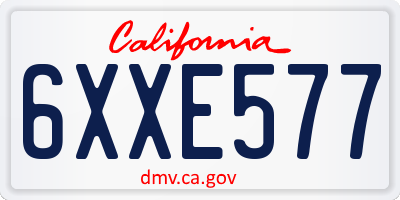 CA license plate 6XXE577