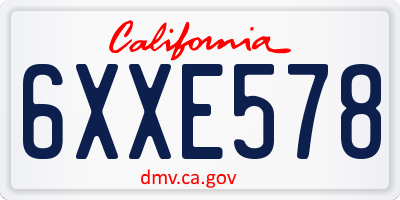CA license plate 6XXE578