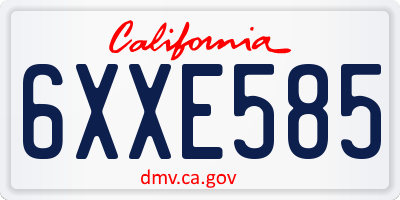 CA license plate 6XXE585