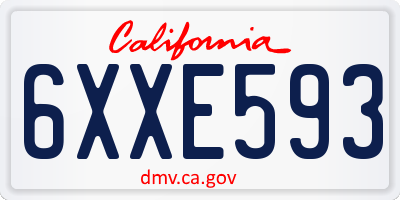 CA license plate 6XXE593