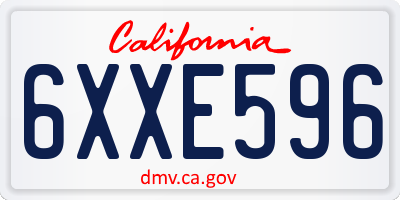 CA license plate 6XXE596