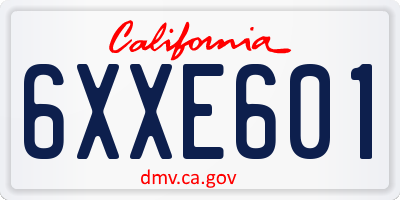 CA license plate 6XXE601
