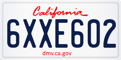 CA license plate 6XXE602