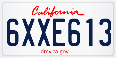 CA license plate 6XXE613
