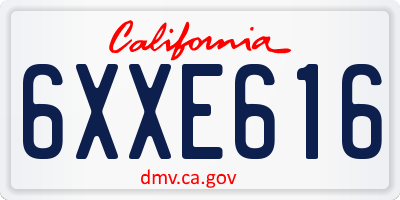 CA license plate 6XXE616