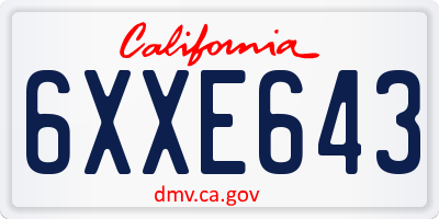 CA license plate 6XXE643