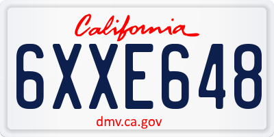 CA license plate 6XXE648