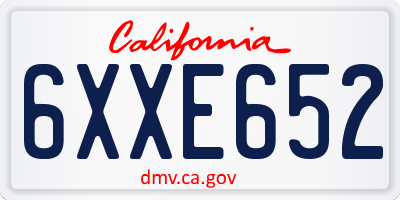 CA license plate 6XXE652