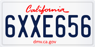 CA license plate 6XXE656
