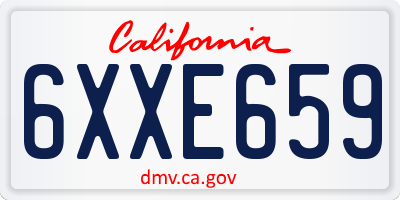 CA license plate 6XXE659