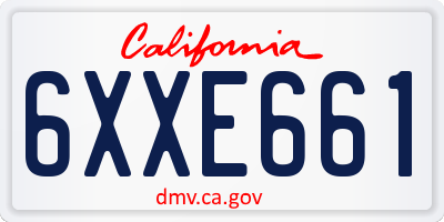 CA license plate 6XXE661