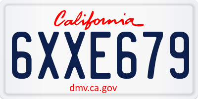 CA license plate 6XXE679