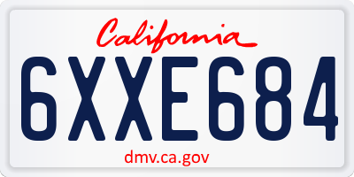 CA license plate 6XXE684