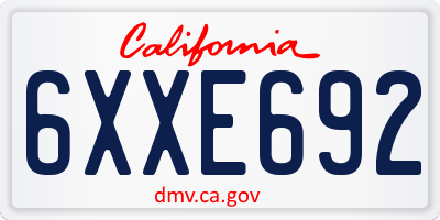 CA license plate 6XXE692
